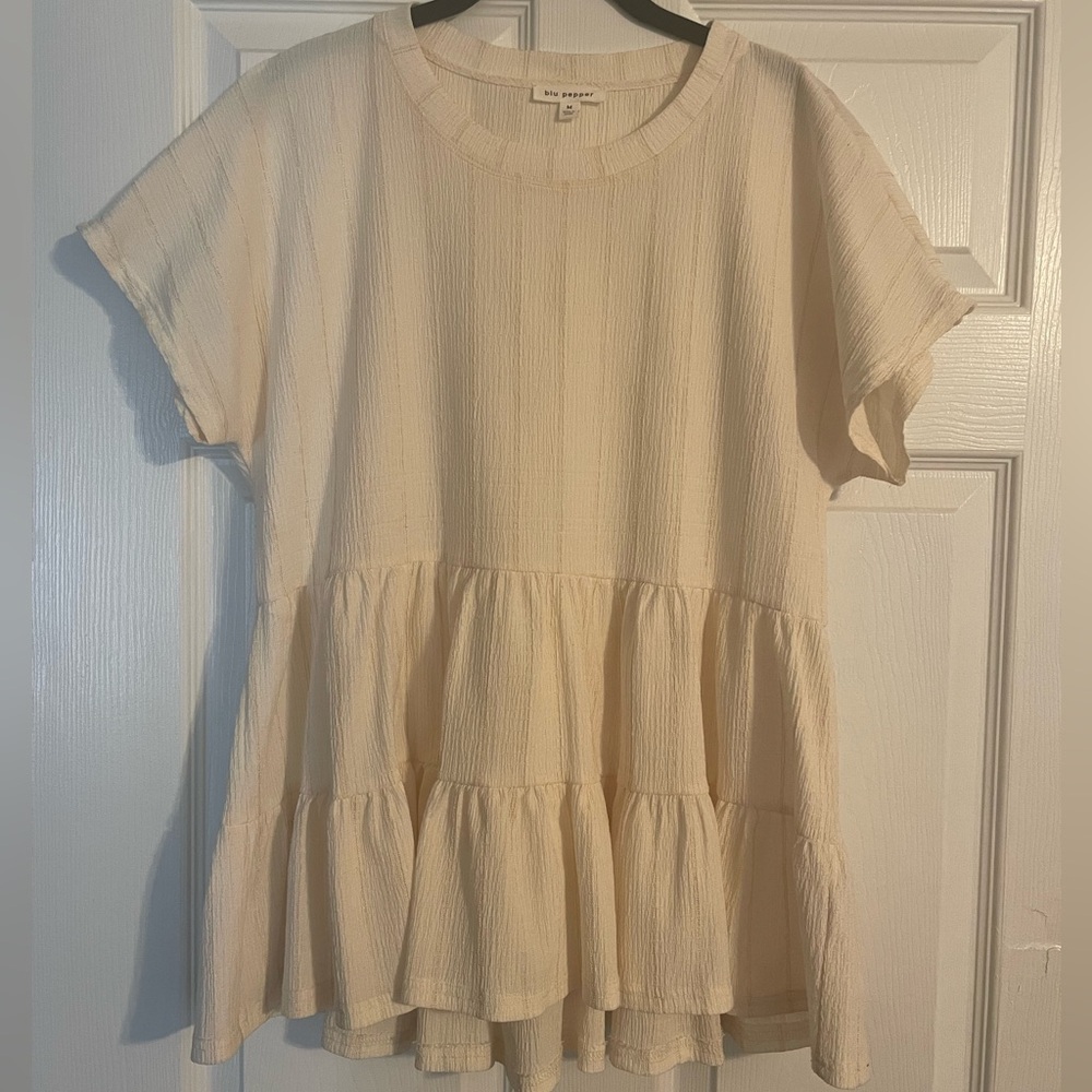 Cream Peplum top from Dillard’s.